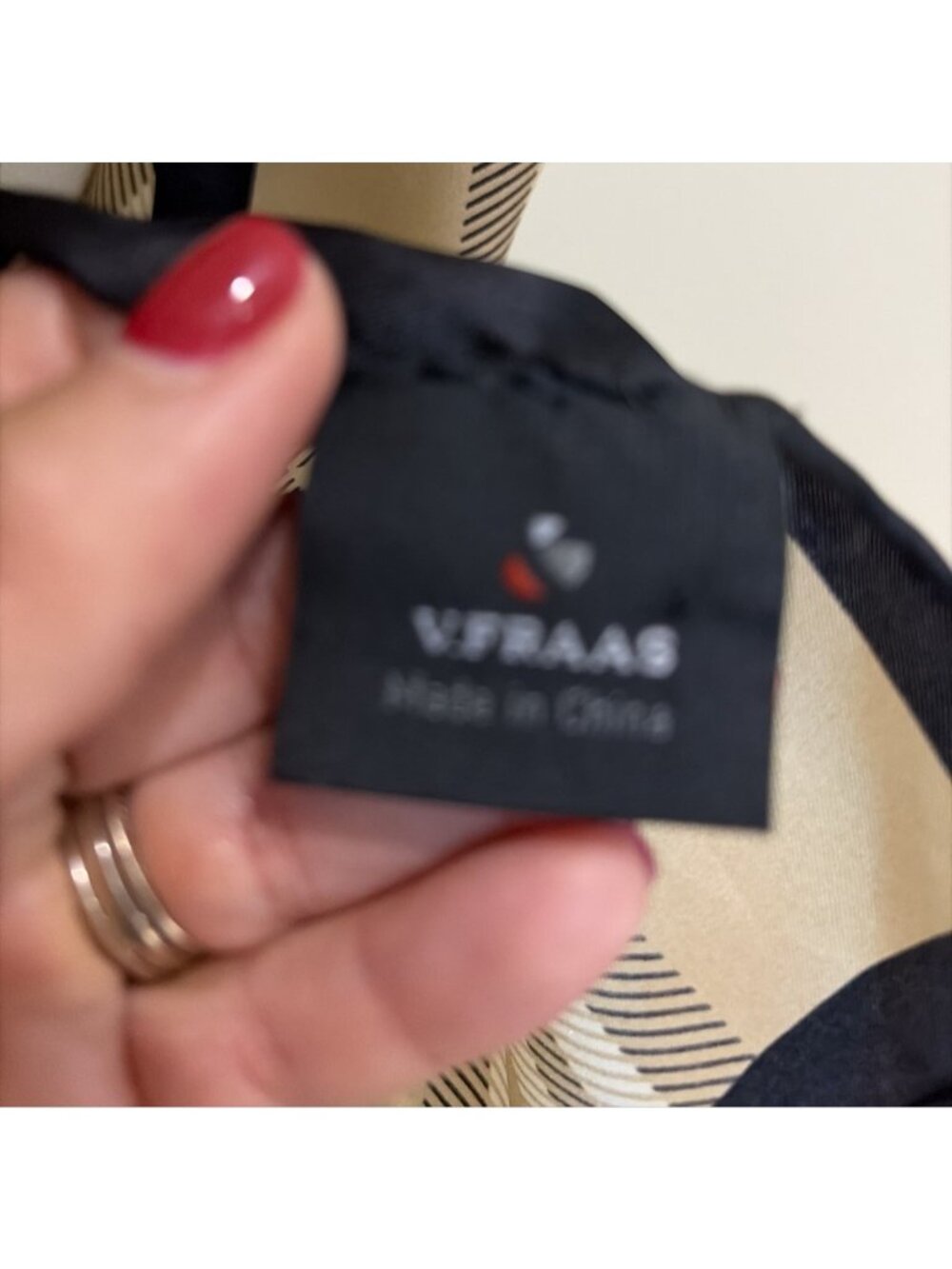 V. Fraas 100% Silk Plaid Silk Scarf 71 X 13" Beige Red Black Old Money Luxury - Picture 3 of 8